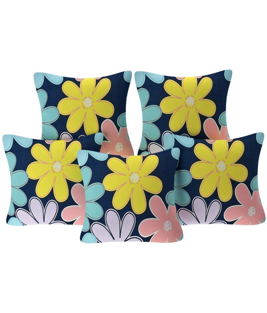     			JBTC Set of 5 Cotton Floral square Cushion Cover (40X40)cm - MULTI
