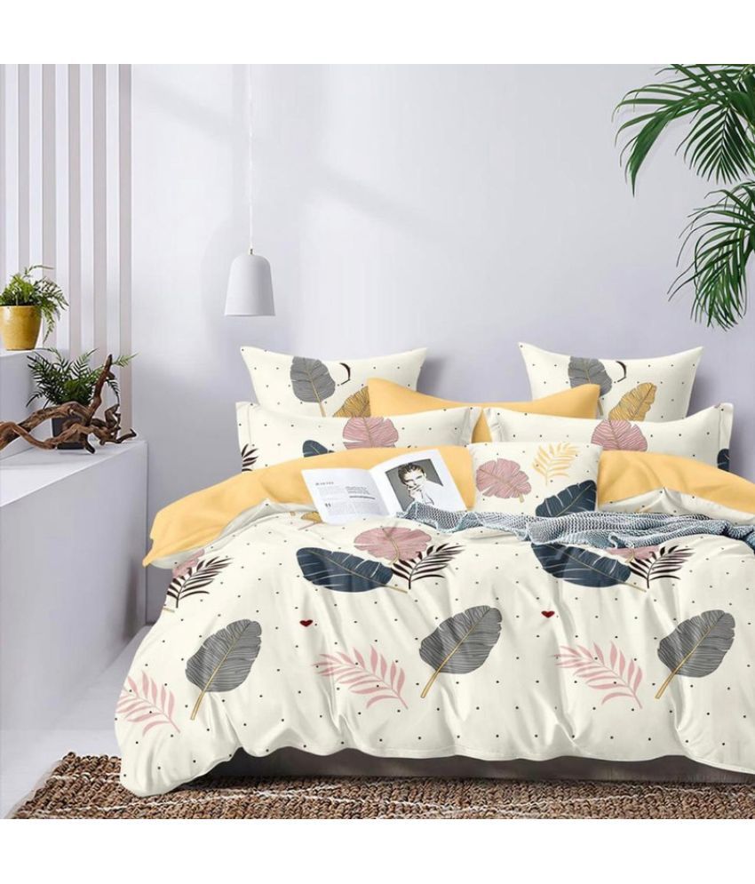     			JBTC cotton Floral Bedding Set 1 bedsheet and 2 pillow cover - cream