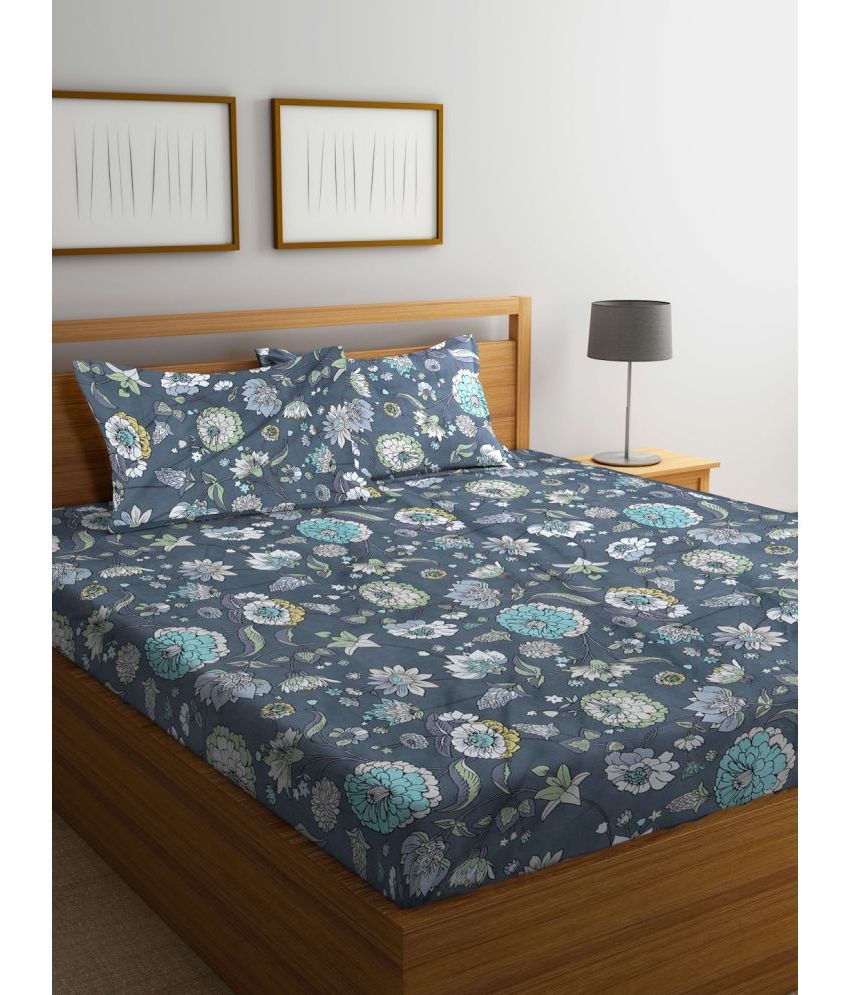     			Klotthe Poly Cotton Floral 1 Double Bedsheet with 2 Pillow Covers - Multicolor