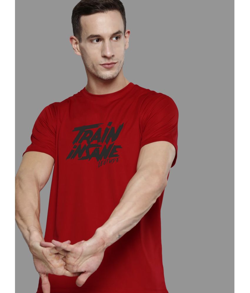     			Leotude Polyester Regular Fit Printed Half Sleeves Men's T-Shirt - Red ( Pack of 1 )