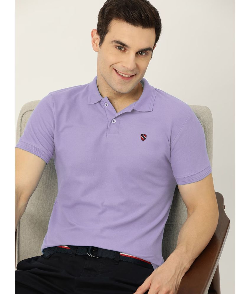     			Merriment Cotton Blend Regular Fit Solid Half Sleeves Men's Polo T Shirt - Lavender ( Pack of 1 )