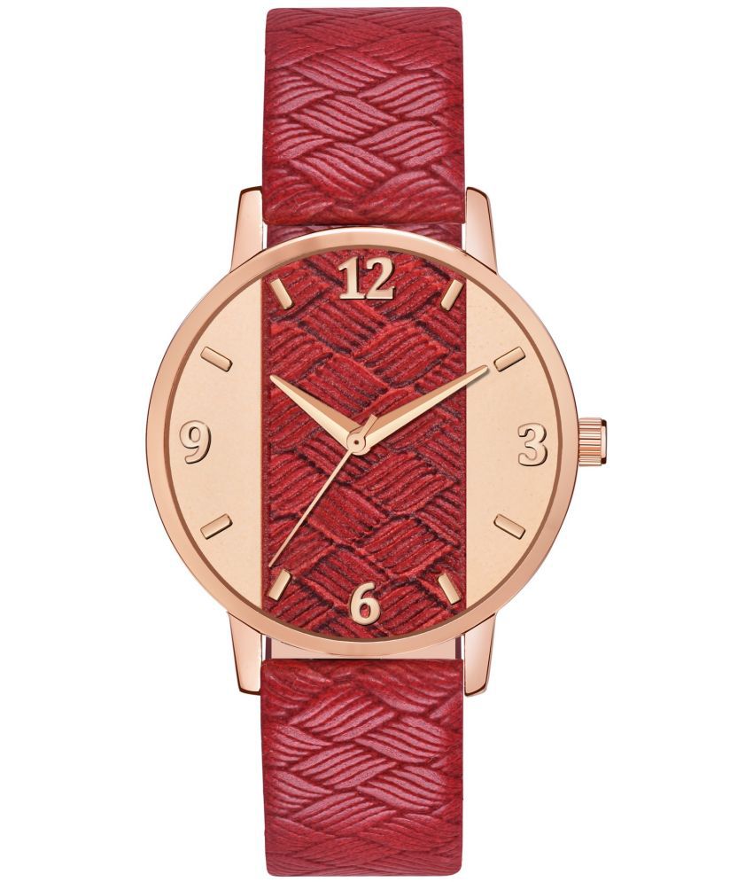     			Newman Red Leather Analog Womens Watch
