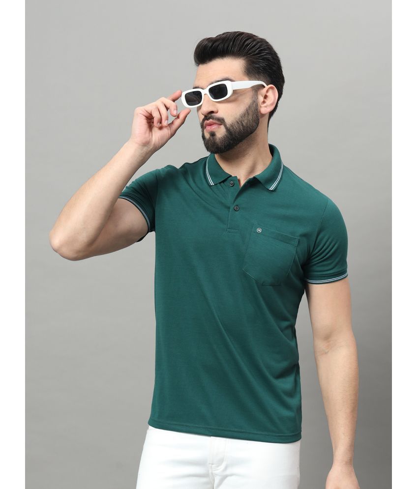     			OGEN Pack of 1 Cotton Blend Regular Fit Solid Half Sleeves Men's Polo T Shirt ( Green )