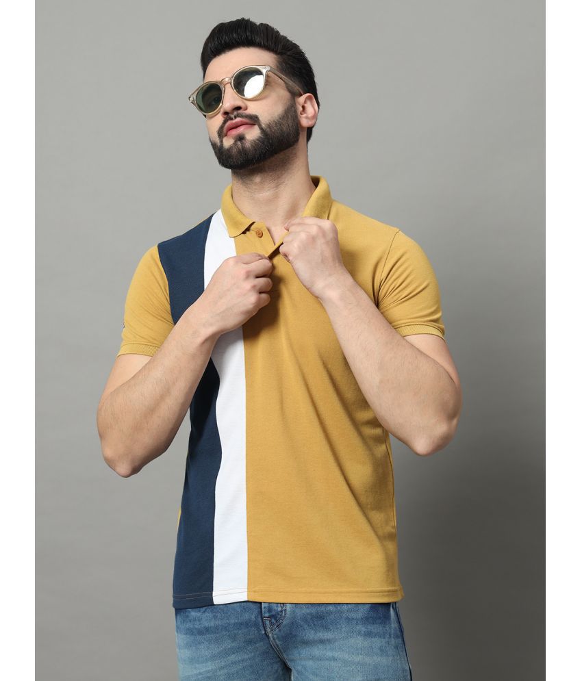     			OGEN Cotton Blend Regular Fit Colorblock Half Sleeves Men's Polo T Shirt - Mustard ( Pack of 1 )