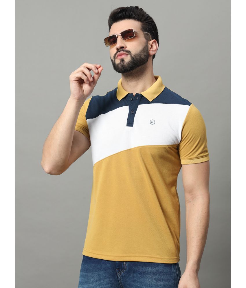     			OGEN Cotton Blend Regular Fit Colorblock Half Sleeves Men's Polo T Shirt - Mustard ( Pack of 1 )