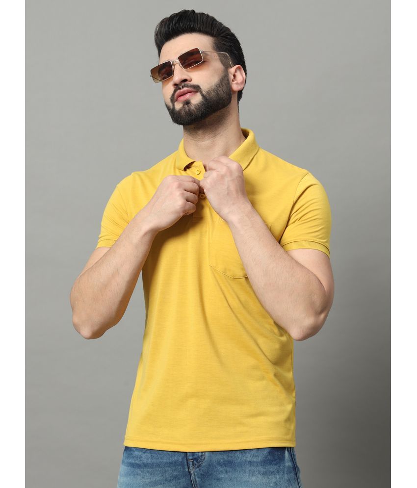     			OGEN Pack of 1 Cotton Blend Regular Fit Solid Half Sleeves Men's Polo T Shirt ( Mustard )