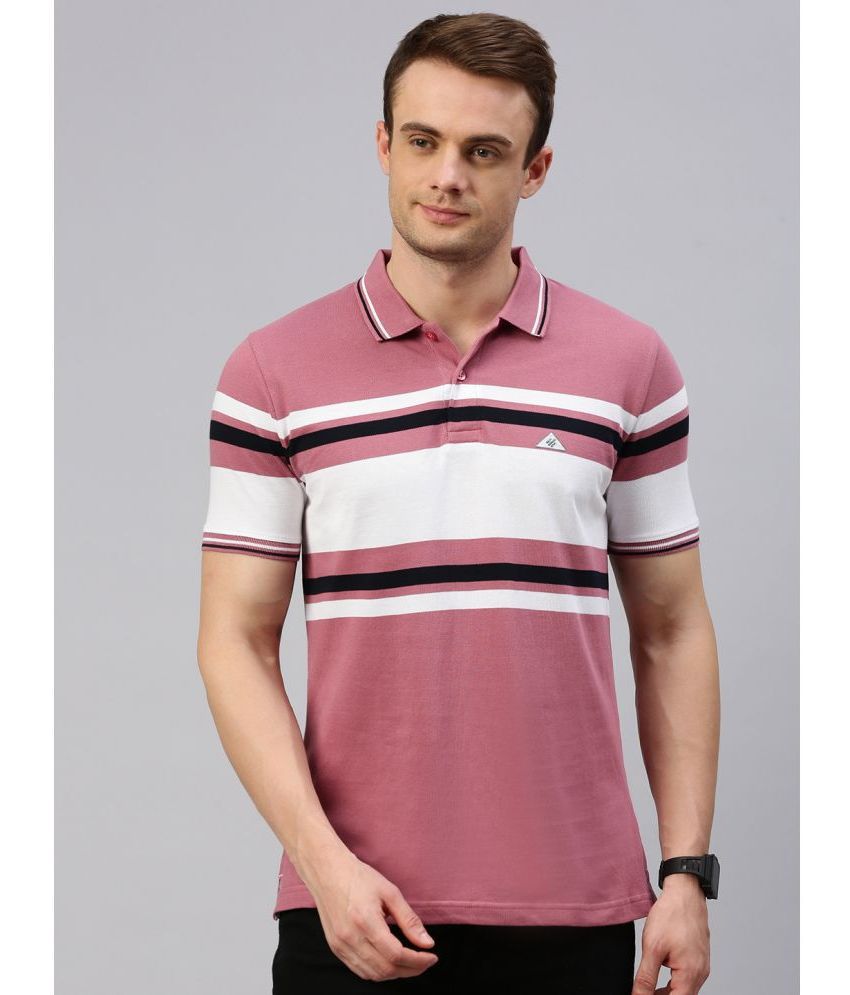     			ONN Cotton Regular Fit Striped Half Sleeves Men's Polo T Shirt - Pink ( Pack of 1 )