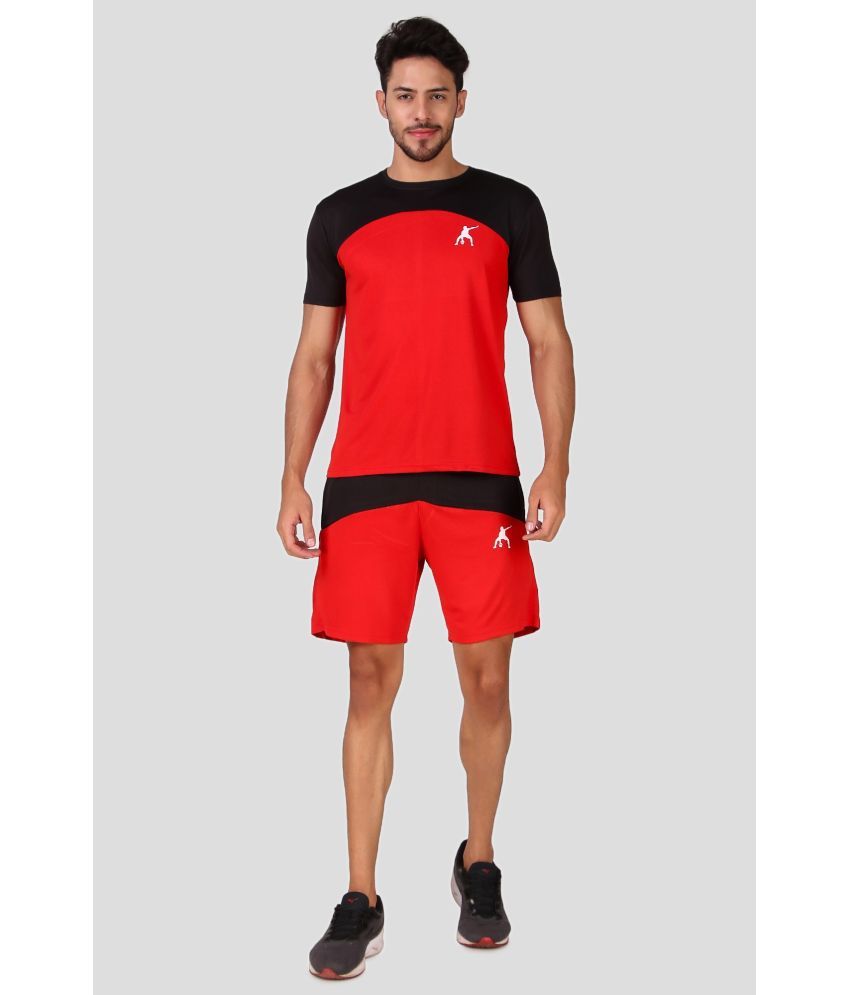     			Preen Red Polyester Regular Fit Solid Men's Sports Tracksuit ( Pack of 1 )