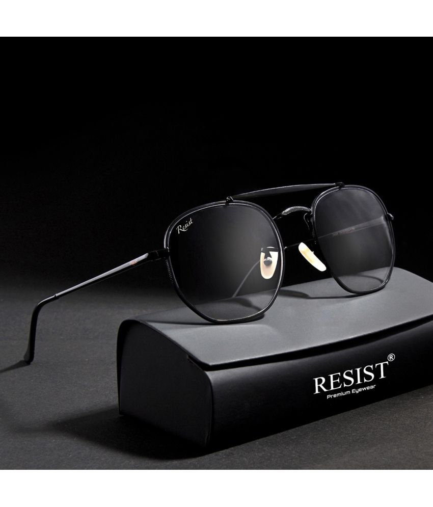     			RESIST EYEWEAR Black Oval Sunglasses ( Pack of 1 )