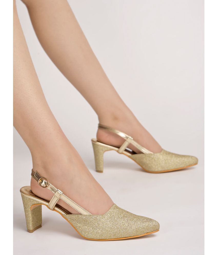     			Shoetopia Gold Women's Sandal Heels