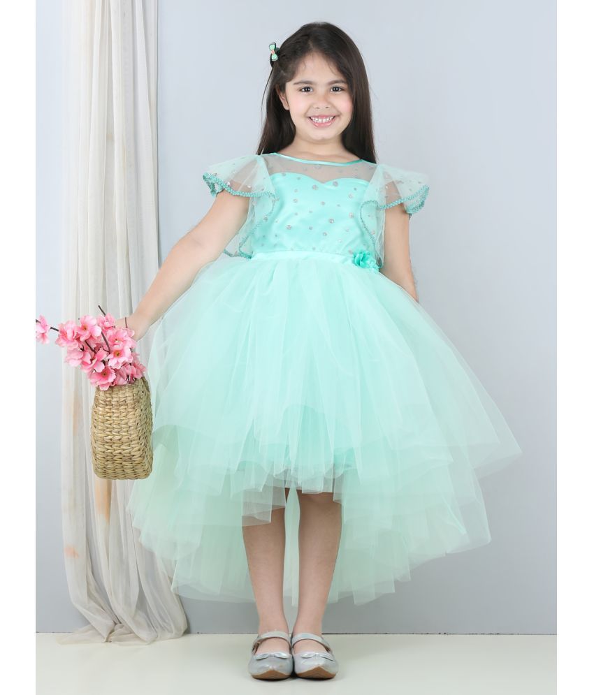     			Toy Balloon Kids Net Asymmetric Dress For Girls ( Pack of 1 , Sea Green )