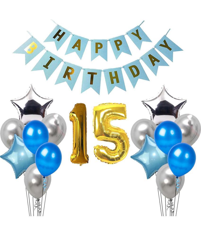     			Urban Classic Blue Silver 15th Birthday Decoration Kit for Boys and Girl