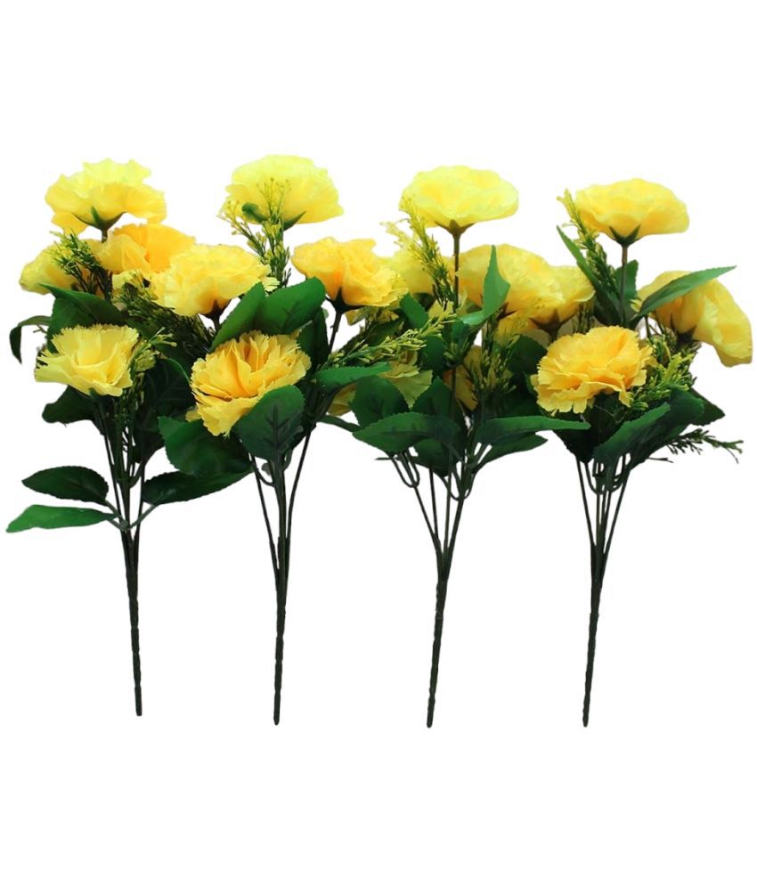     			WhiteLand - Yellow Carnations Artificial Flower ( Pack of 4 )