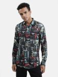 Bene Kleed Rayon Regular Fit Printed Full Sleeves Men's Casual Shirt - Black ( Pack of 1 )