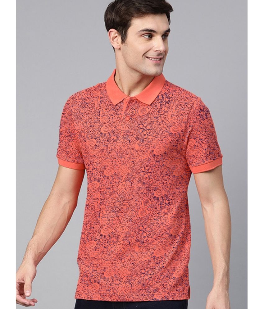     			ADORATE Cotton Blend Regular Fit Printed Half Sleeves Men's Polo T Shirt - Coral ( Pack of 1 )