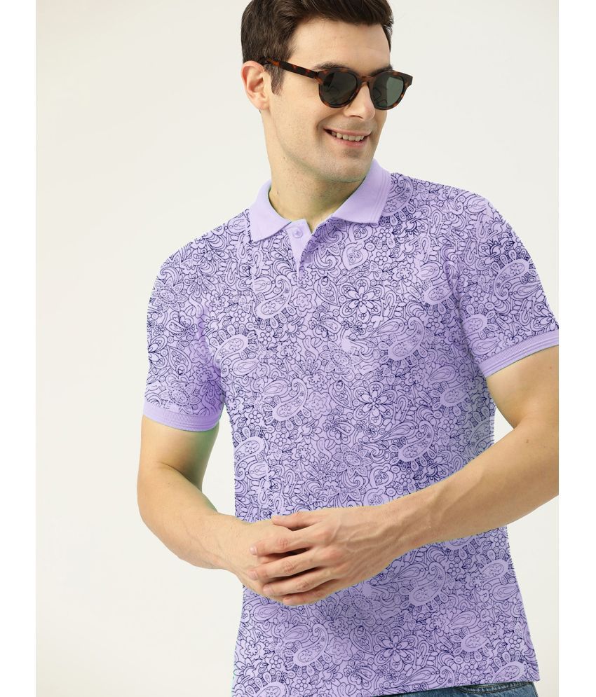     			ADORATE Cotton Blend Regular Fit Printed Half Sleeves Men's Polo T Shirt - Lavender ( Pack of 1 )