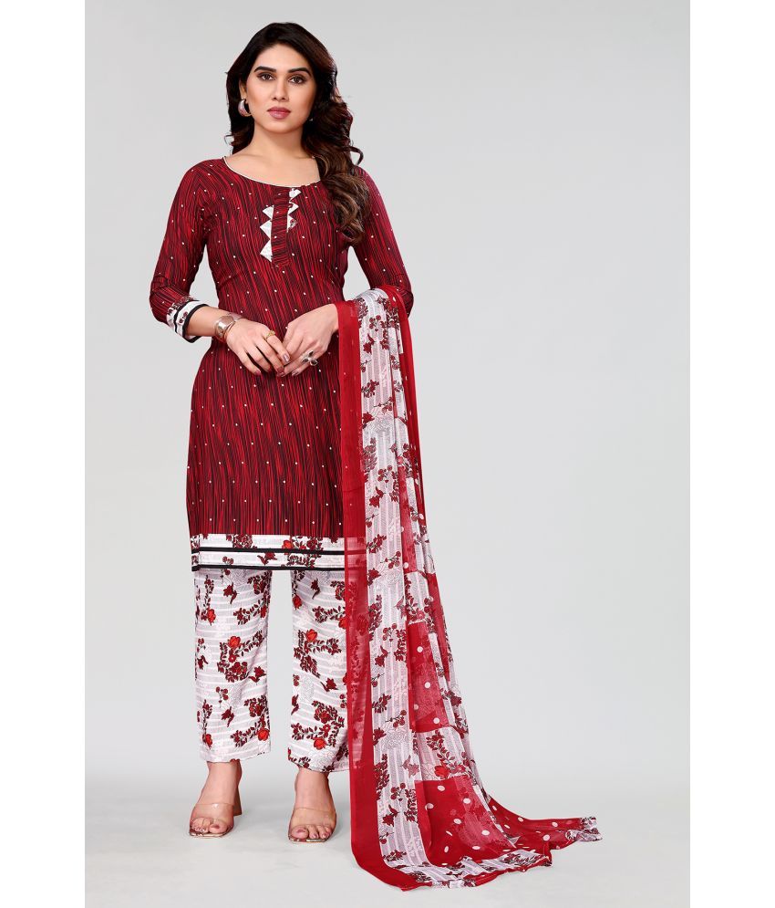     			Kashvi Unstitched Crepe Printed Dress Material - Red ( Pack of 1 )