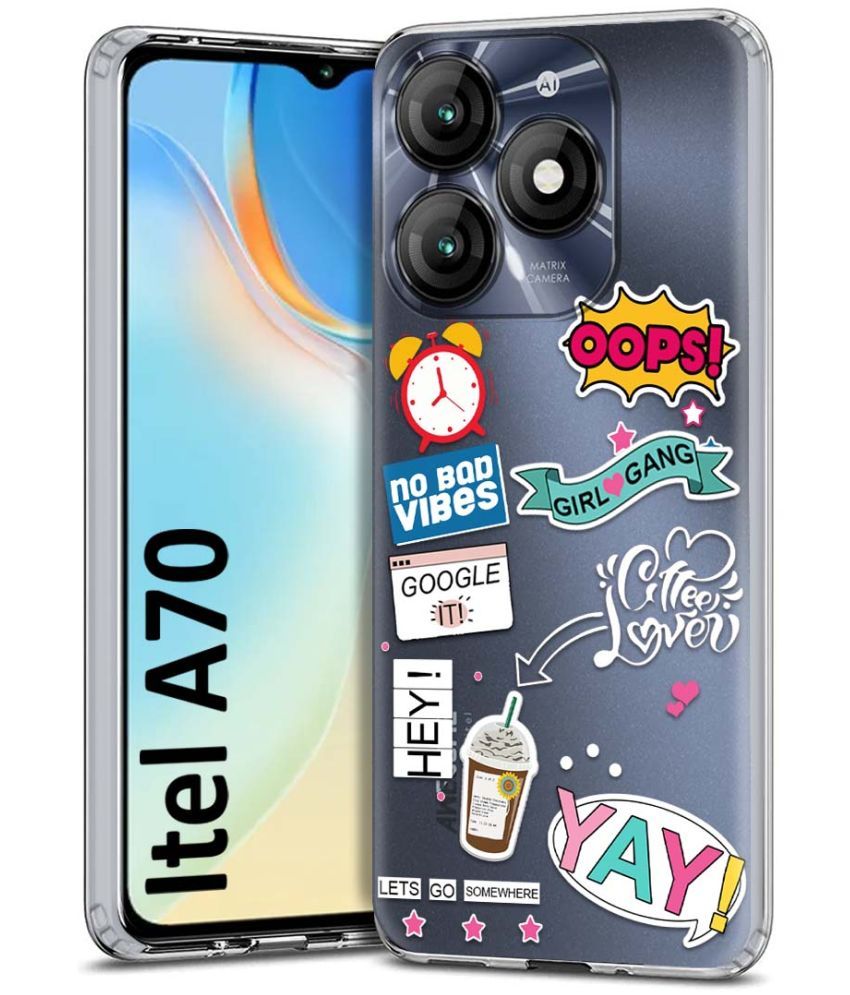     			Fashionury Multicolor Printed Back Cover Silicon Compatible For Itel A70 ( Pack of 1 )