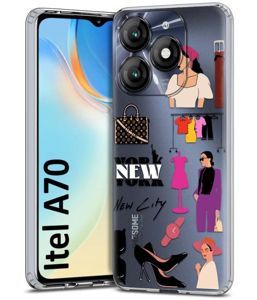     			Fashionury Multicolor Printed Back Cover Silicon Compatible For Itel A70 ( Pack of 1 )