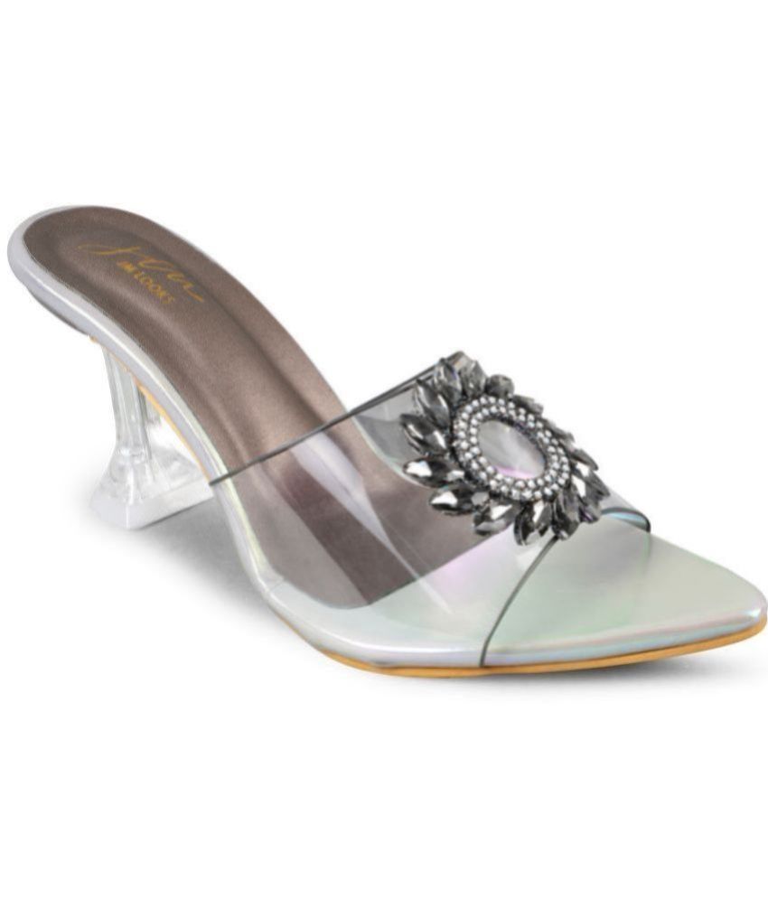     			JM Looks Gray Women's Slip On Heels