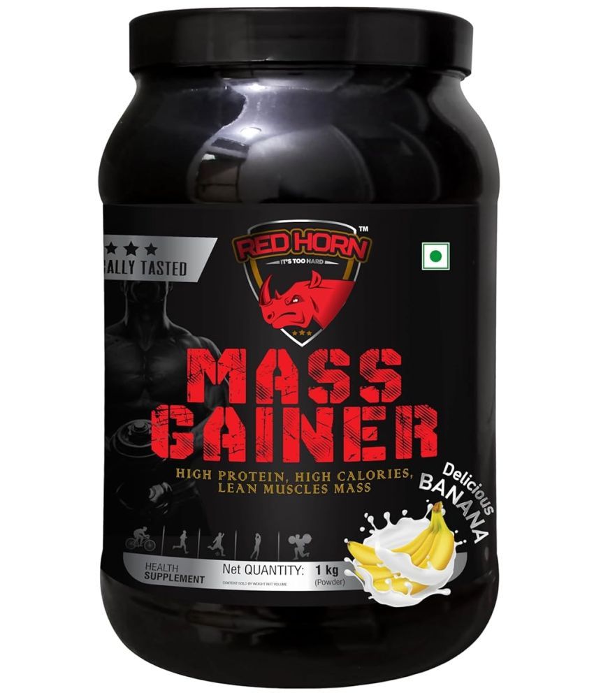     			RED HORN Mass Gainer | High Protein, High Calories for Lean Muscle Mass Gain | 1 kg Banana