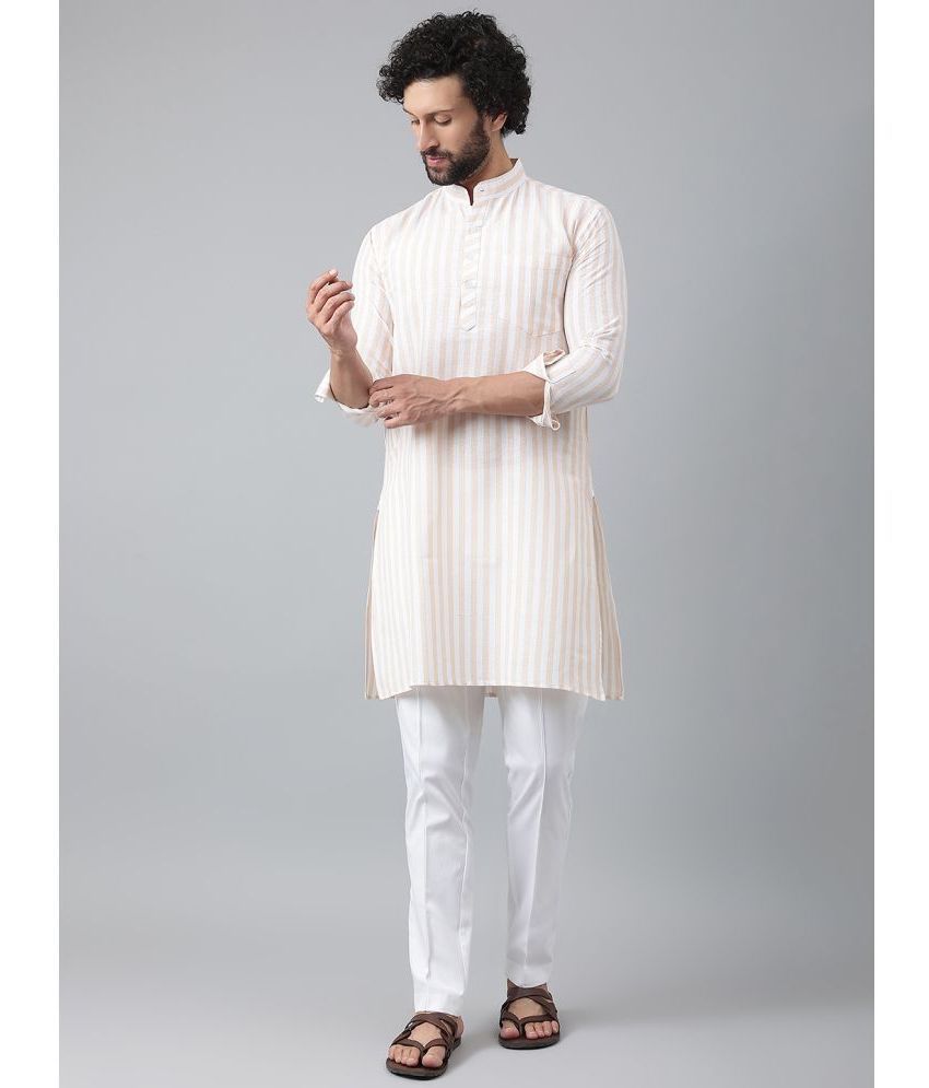     			RIAG Beige Cotton Men's Regular Kurta ( Pack of 1 )