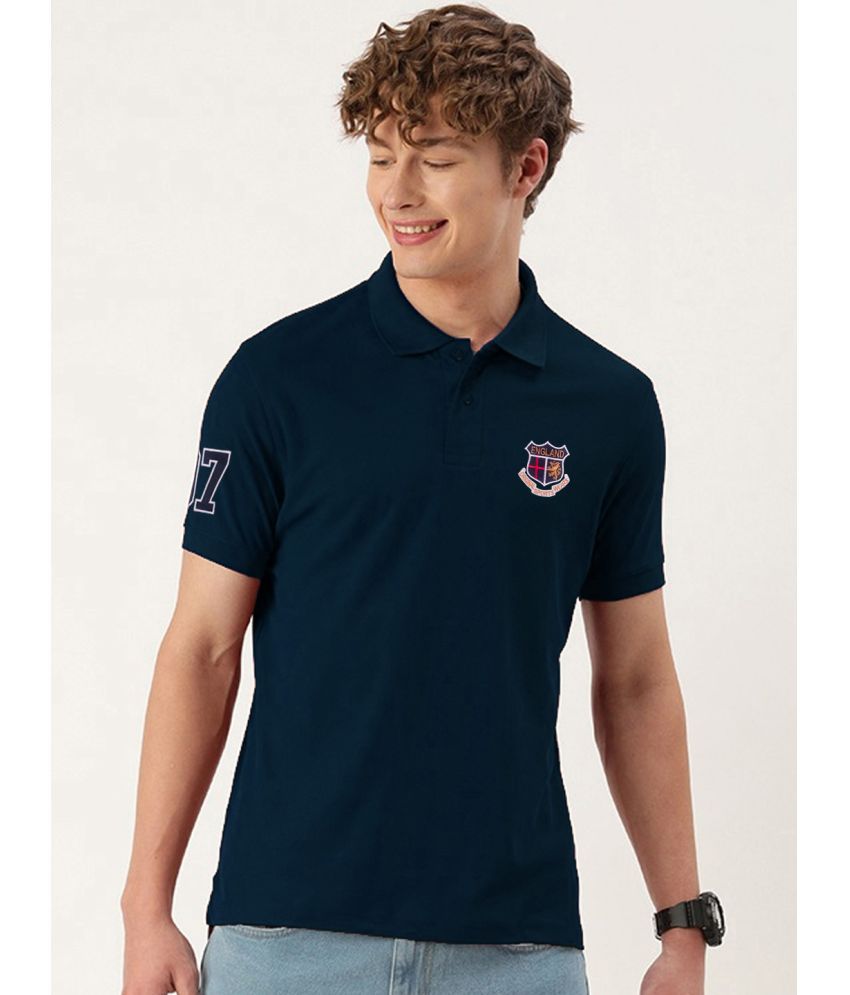     			ADORATE Cotton Blend Regular Fit Printed Half Sleeves Men's Polo T Shirt - Navy Blue ( Pack of 1 )