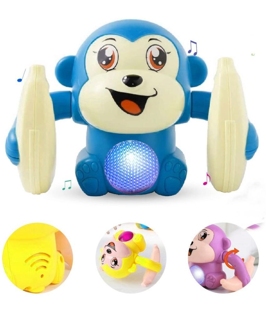     			FRATELLI Dancing Monkey Musical Toy for Kids Baby Spinning Rolling Doll Tumble Toy  - ISI Mark - Made in India