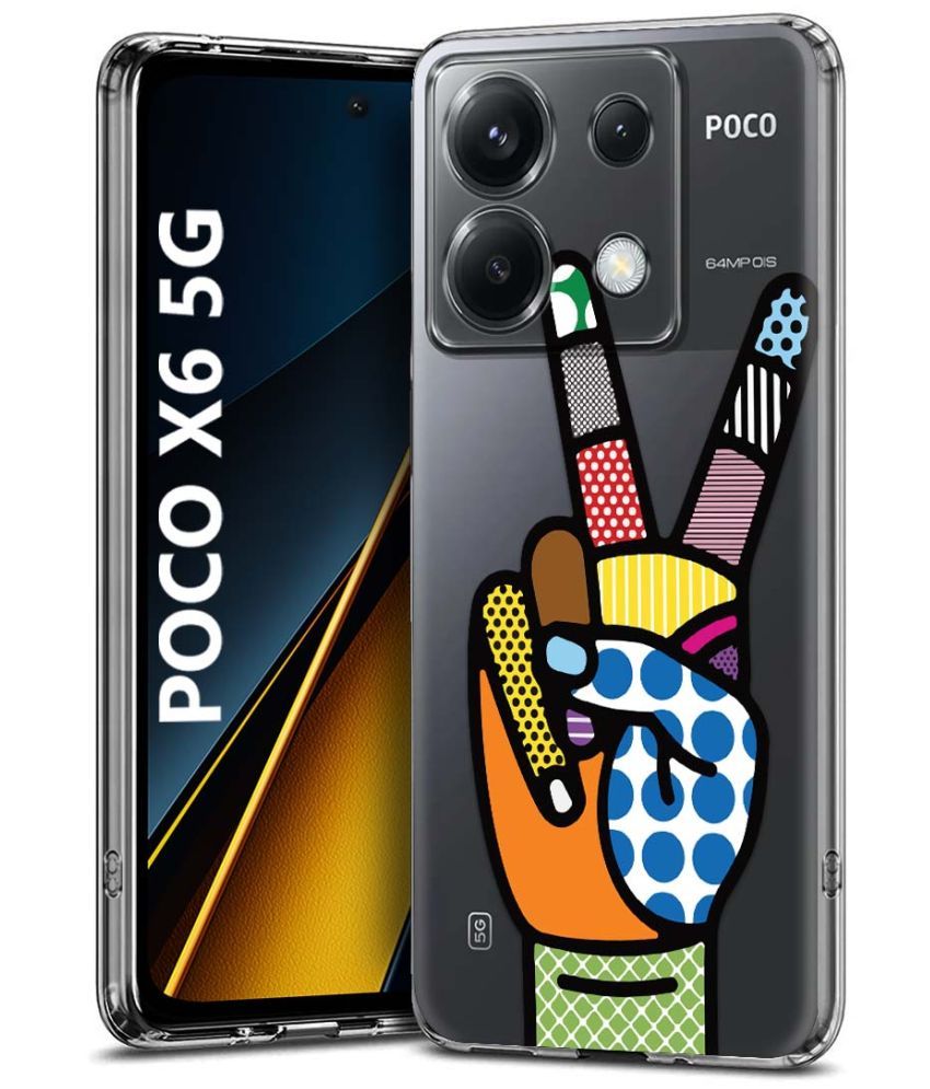     			Fashionury Multicolor Printed Back Cover Silicon Compatible For Poco X6 5G ( Pack of 1 )