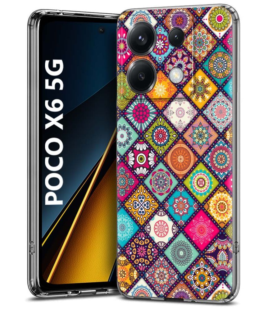     			Fashionury Multicolor Printed Back Cover Silicon Compatible For Poco X6 5G ( Pack of 1 )