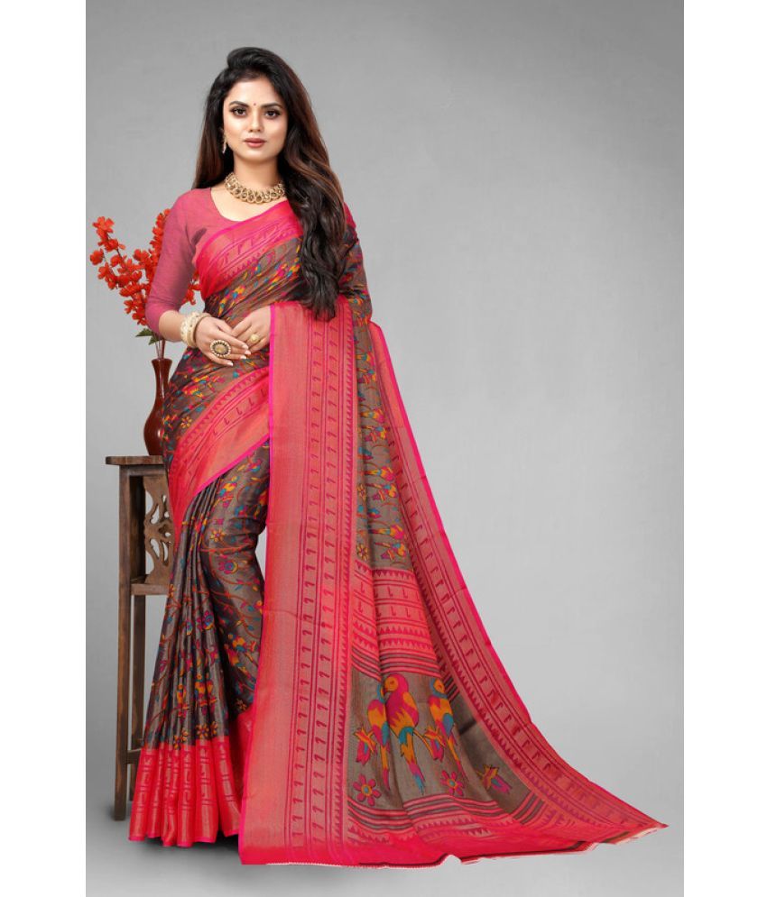     			SHREENATH FABRICS Art Silk Printed Saree With Blouse Piece - Pink ( Pack of 1 )