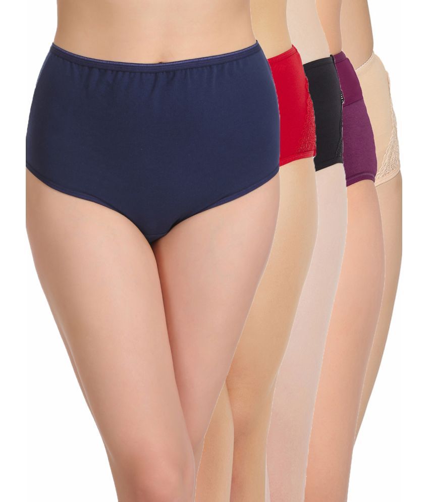     			Clovia Multi Color Cotton Solid Women's Hipster ( Pack of 5 )