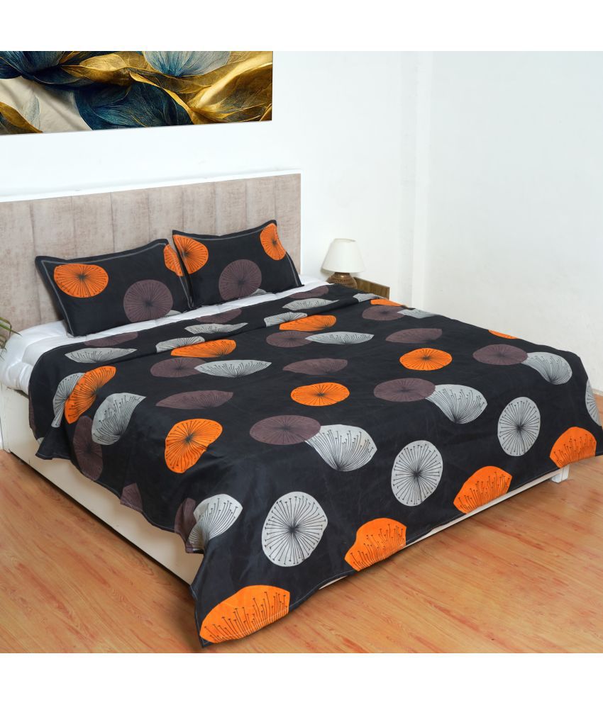     			Glaxomas Glace Cotton Abstract 1 Double Bedsheet with 2 Pillow Covers - Peach