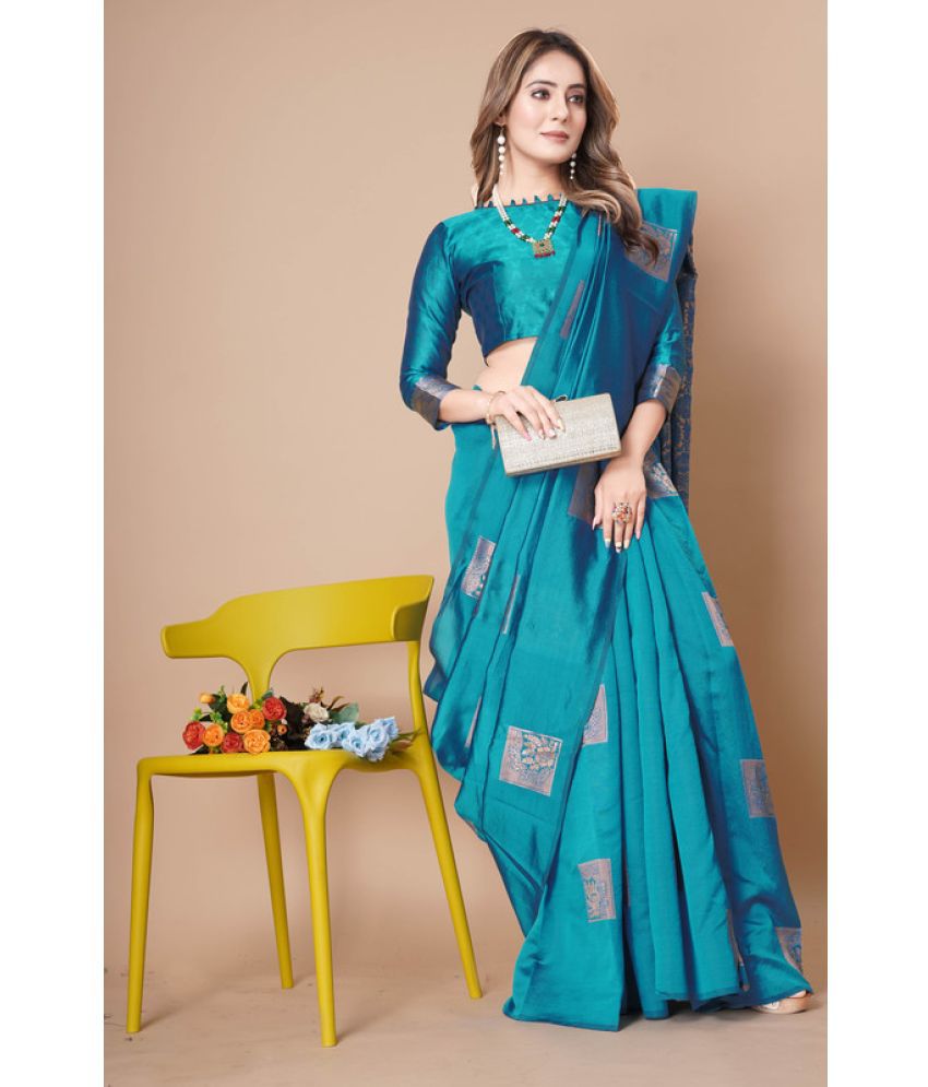     			ISARA Banarasi Silk Woven Saree With Blouse Piece - SkyBlue ( Pack of 1 )