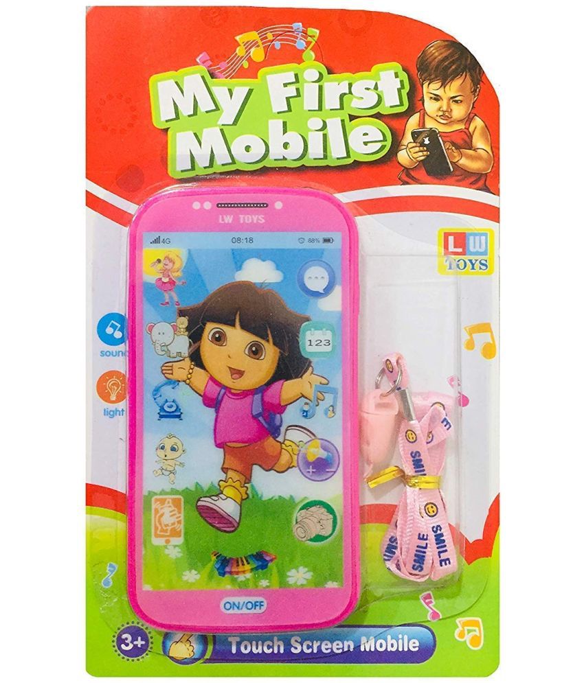     			My Talking First Learning Kids Mobile Smartphone with Touch Screen and Multiple Sound Effects, Along with Neck Holder for Boys & Girls Pink