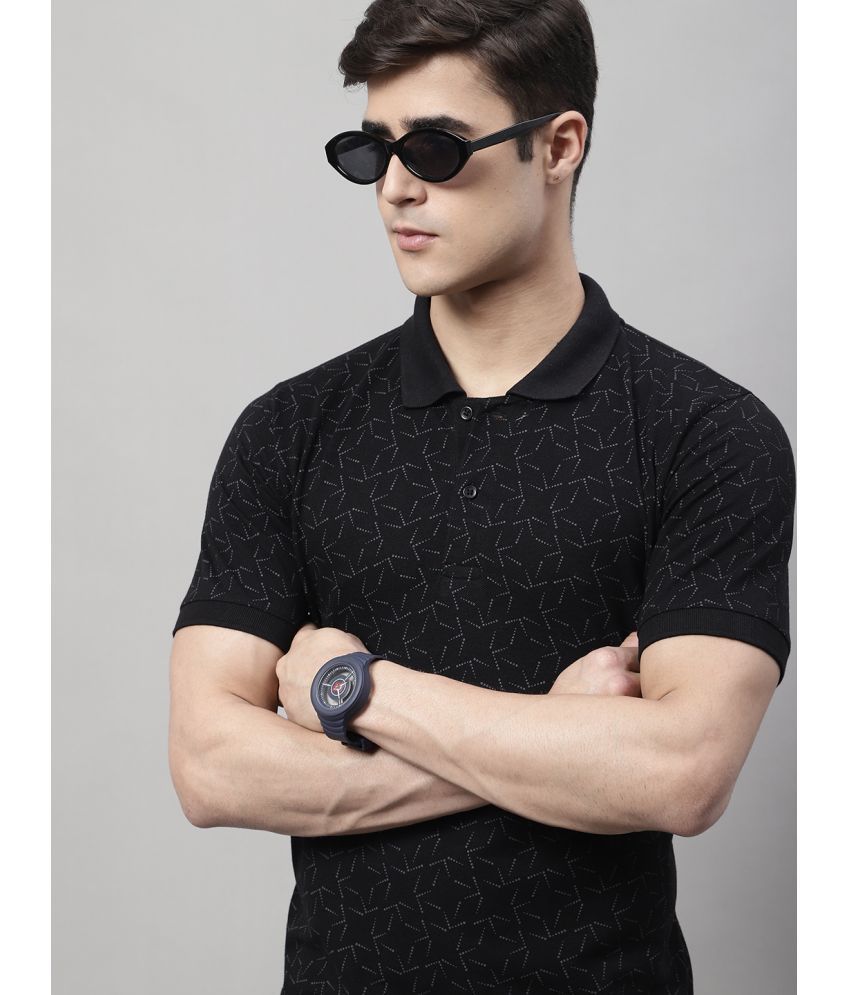     			OBAAN Cotton Blend Regular Fit Printed Half Sleeves Men's Polo T Shirt - Black ( Pack of 1 )