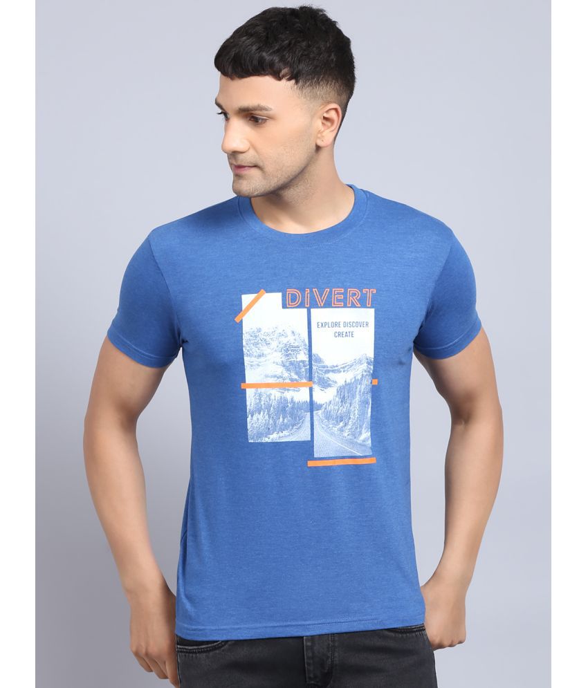     			Rodamo Cotton Blend Slim Fit Printed Half Sleeves Men's T-Shirt - Blue ( Pack of 1 )