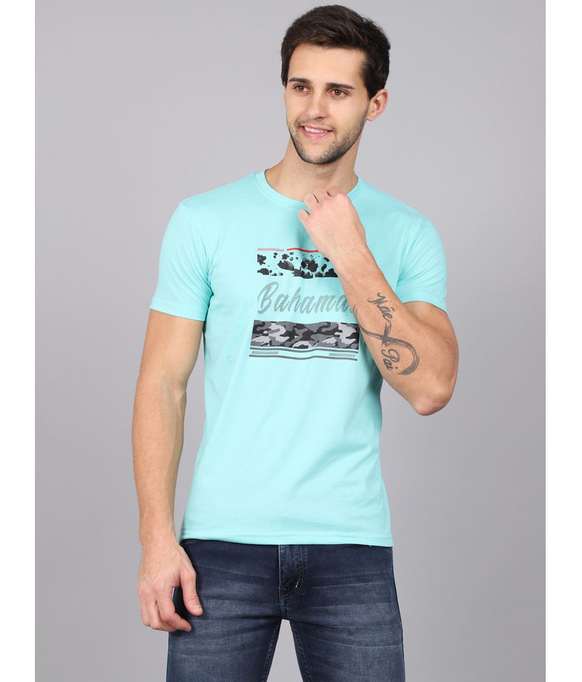     			Rodamo Cotton Blend Slim Fit Printed Half Sleeves Men's T-Shirt - Green ( Pack of 1 )