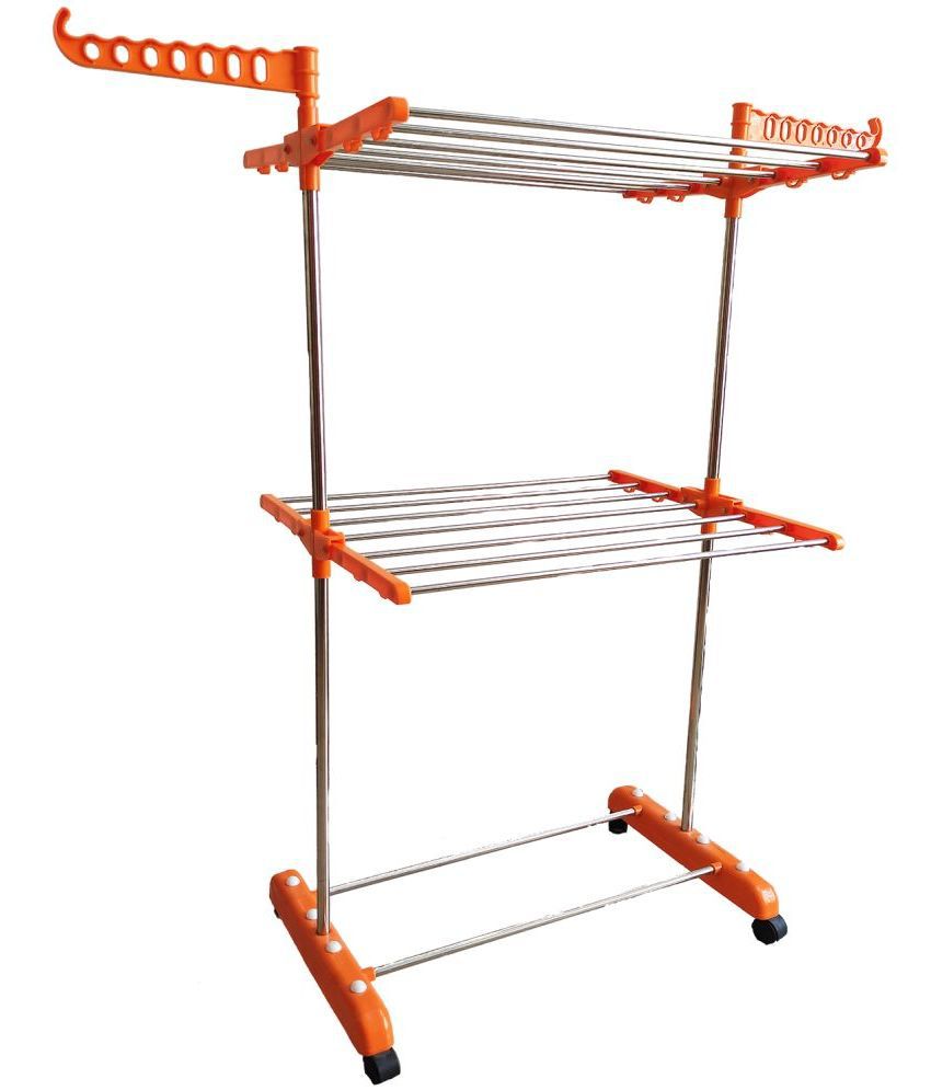     			TNC Strong & Durable  Stainless Steel 2 Tier Movable & foldable C loth Stand ..