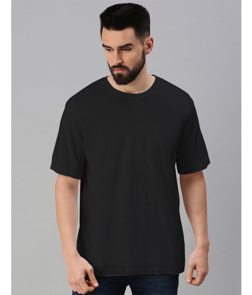     			Veirdo 100% Cotton Oversized Fit Solid Half Sleeves Men's T-Shirt - Black ( Pack of 1 )