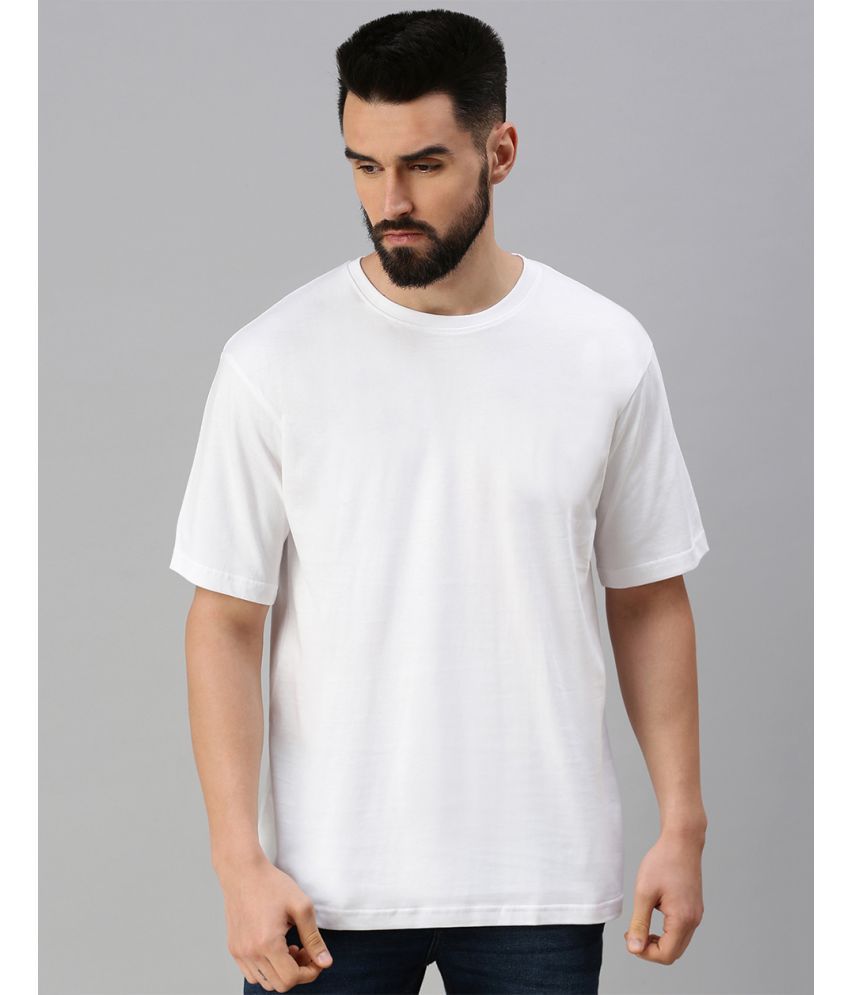     			Veirdo 100% Cotton Oversized Fit Solid Half Sleeves Men's T-Shirt - White ( Pack of 1 )