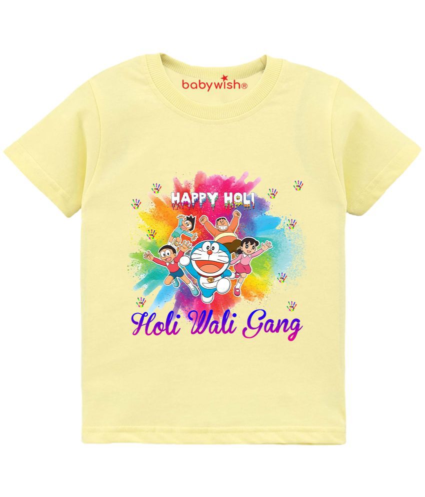     			babywish Lemon Cotton Boy's Holi T-Shirt  ( Pack of 1 )