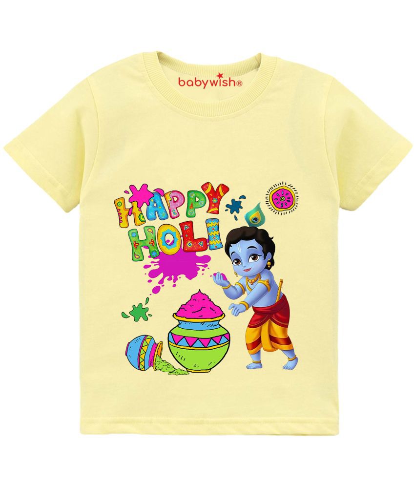     			babywish Lemon Cotton Boy's Holi T-Shirt  ( Pack of 1 )