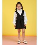 Nauti Nati Pack of 1 Girls Polyester Shirt With Dungarees ( White & Black )