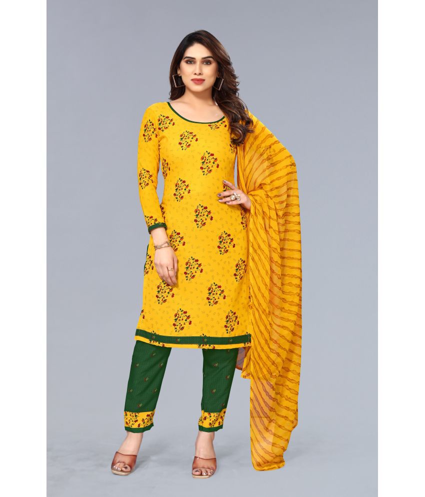     			Anand Unstitched Crepe Printed Dress Material - Yellow ( Pack of 1 )