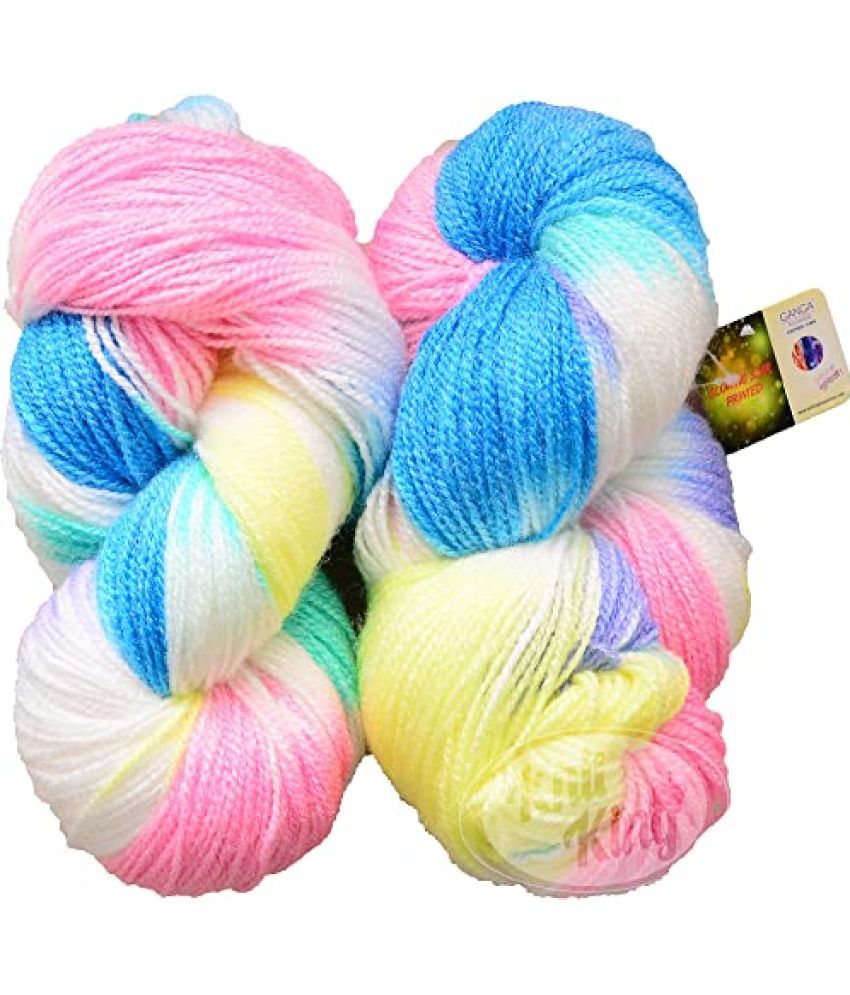     			GANGA Glow Knitting Yarn Wool, Rainbow 200 GMS Woolen Crochet Yarn Thread. Best Used with Knitting Needles, Crochet Needles-A