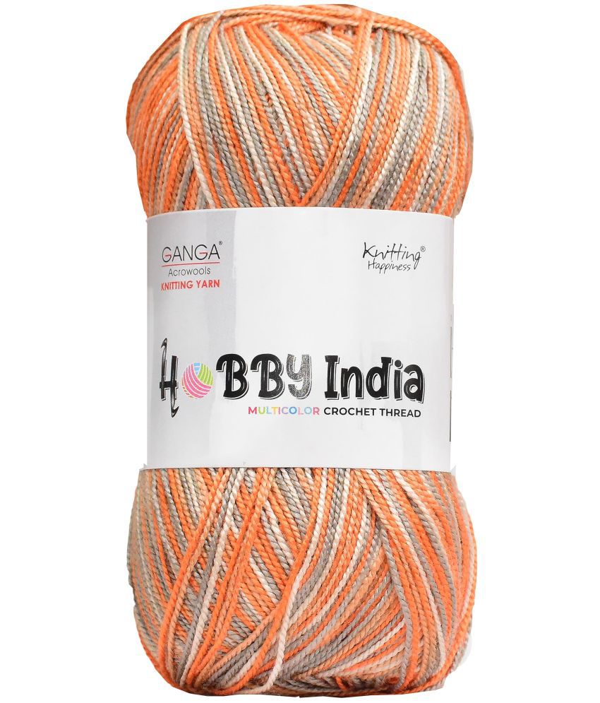     			GANGA Hobby India Orange Gren 200 gmsWool Ball Hand Knitting Wool/Art Craft Soft Fingering Crochet Hook Yarn, Needle Knitting Yarn Thread Dyed-PK Art-AGBH