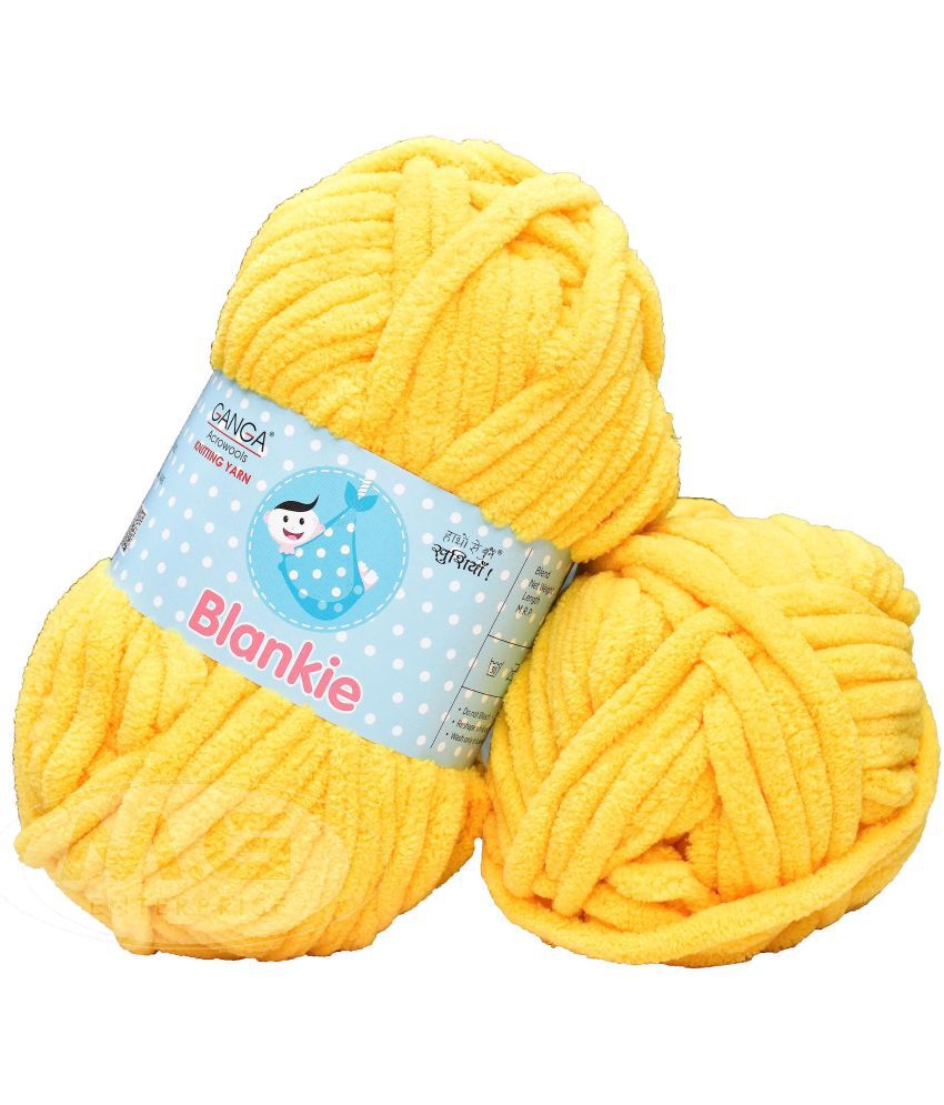     			GANGA Knitting Yarn Thick Chunky Wool, Blankie Yellow 200 GMS Best Used with Knitting Needles-BP Art-ADIJ