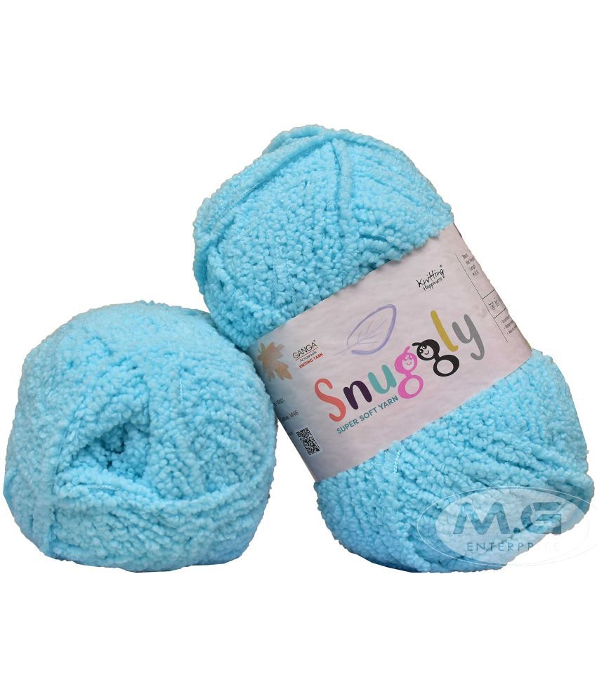     			GANGA Snuggly Sky Blue 400 GMS Wool Ball Hand Knitting Wool/Art Craft Soft Fingering Crochet Hook Yarn, Needle Knitting Yarn Thread Dyed- Art-AEFJ