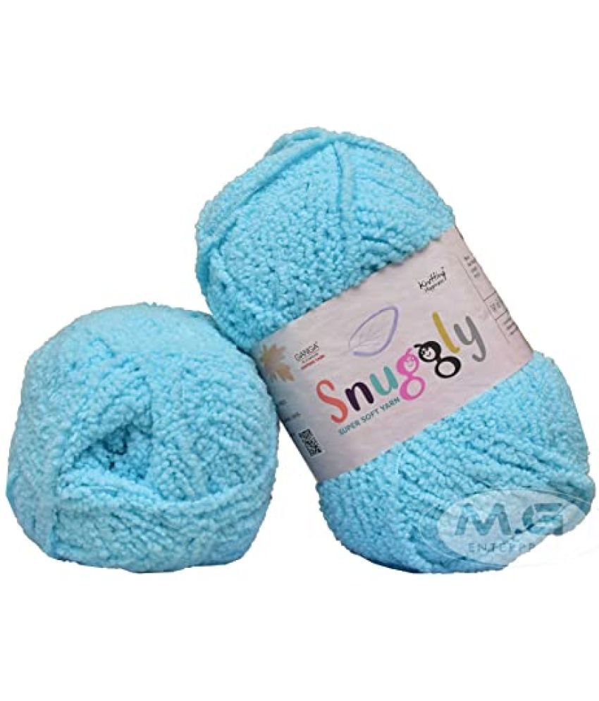     			GANGA Snuggly Sky Blue 600 GMS Wool Ball Hand Knitting Wool/Art Craft Soft Fingering Crochet Hook Yarn, Needle Knitting Yarn Thread Dyed- Art-AEFJ